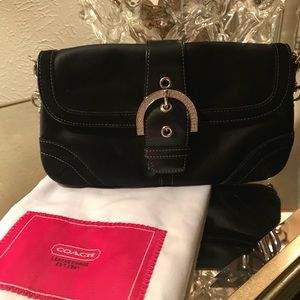 Authentic Coach Mini Black Satin Suede Evening Bag